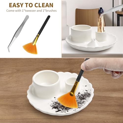 4 in 1 Incense Holder, Palo Santo Holder for Burning Sage, Sticks & Candle, Ceramic Incense Burner， 5.3" Ceramic Ash Catcher Tray for Meditation Room Home Decor