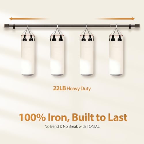 TONIAL Curtain Rod 32 to 58 Inch(2.6 to 4.8 ft), Adjustable Splicing Window Curtain Rods, 3/4 Drapery Rods for Windows 20 to 53 Inch, Decorative Single Rod with Modern Cap Finial, Bronze