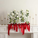 Hawesome 12PCS Artificial Silk Flowers Realistic Roses Bouquet Long Stem for Home Wedding Decoration Party (White, 6 Flowers 6 Buds)