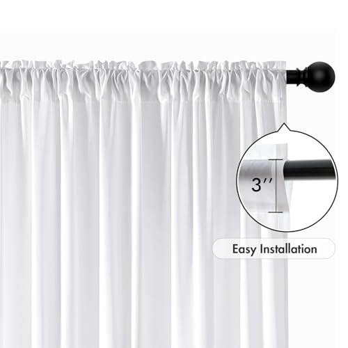 MIULEE White Privacy Sheer Curtains that Let Light in 84 Inches Long Non-See-Through Semi Sheer Curtains Light Filtering Window Curtain Drapes for Living Room Bedroom 2 Panels Set 42 X 84