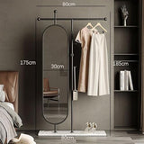 Decorative Simple Floor-Standing Coat Rack, Bedroom Home Dressing Mirror, rotatable Full-Length, Clothes for Living Room(Black,80cm)