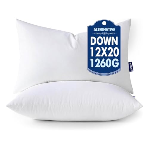 MIULEE 12x20 Pillow Inserts,Down Alternative Pack of 2 Decorative Throw Pillows for Sofa Couch Bed, Ultra Soft Fluffy Bed Sleeping Form