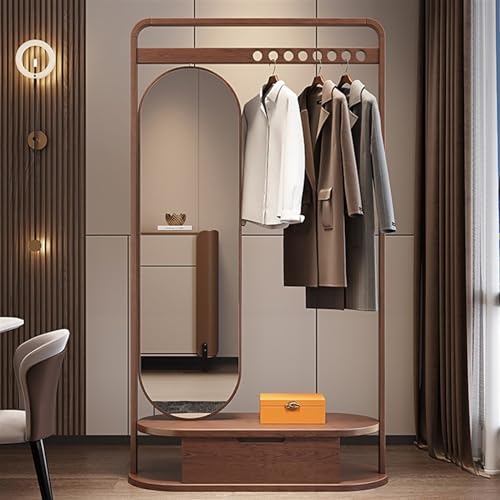 Full-Length Mirror Floor-Standing Coat Rack with Dressing Mirror Home Living Room Bedroom Dressing Mirror Entrance Long Door Mirror Full Length Floor Mirror (120cm)