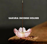 Aphrodite Inspired Incense Holder, Pink Glass Lotus Flower Burner with Gold Base & Ash Catcher, Crystal Clear Spiritual Home Decor for Yoga, Meditation, Altar, Zen Gift