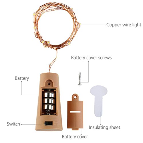 Wine Bottle Lights with Cork, LoveNite 10 Pack Battery Operated Bright LED Fairy Mini String Lights for Liquor Bottles DIY, Birthday Party, Christmas, Wedding - Indoor Decorative Lighting (Warm White)