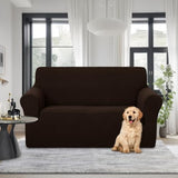 U-NICE HOME Loveseat Cover Stretch Couch Cover Sofa Slipcover, Chocolate | Furniture protector, 2 Cushion Sofa, 1-Piece Sofa cover, Washable, Pet friendly, Polyester Spandex Jacquard fabric