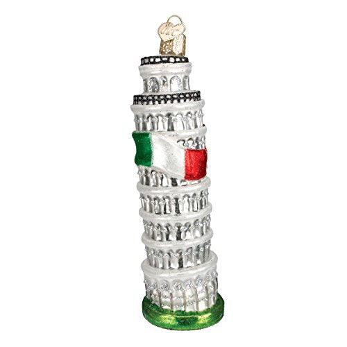 Old World Christmas Leaning Tower of Pisa Glass Blown Ornament for Christmas Tree, Handcrafted Holiday Decoration, Landmark Collection