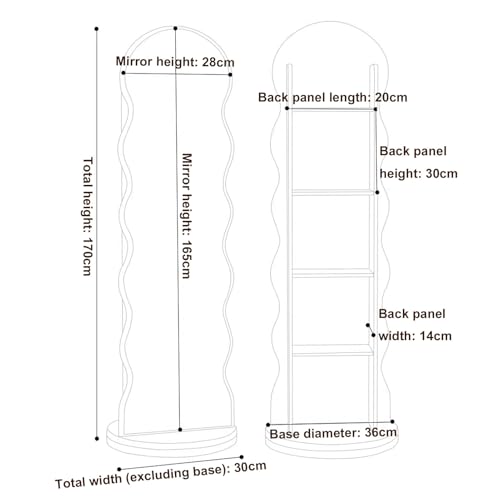360° Rotating Full Length Mirror with Bookshelf & Magazine Rack, Floor-Standing Body Mirror for Bedroom, Living Room & Study Room, 66.9" Tall Dressing Mirror