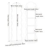360° Rotating Full Length Mirror with Bookshelf & Magazine Rack, Floor-Standing Body Mirror for Bedroom, Living Room & Study Room, 66.9" Tall Dressing Mirror