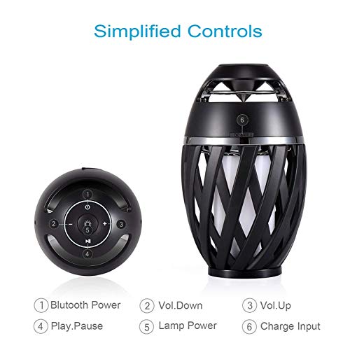 LED Flame Outdoor Table Lamp Torch Table Lamp with Blutooth Speaker, Rechargeable Ambience Lantern with Flickers Warm Light for Patio/Porch/Home Decor, Best Gift for Men Women Teens Kids