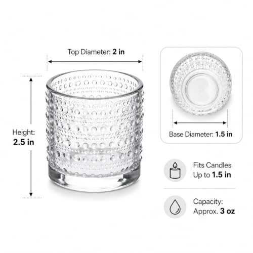 12 Pack Clear Votive Candle Holders,Glass Tea Light Candle Holder