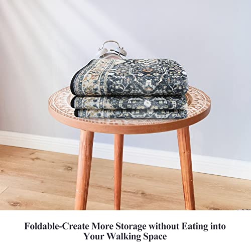 Washable 2x6 Hallway Runner Rug: Ultra Soft Runners for Entrance Kitchen Low Pile Foldable Carpet with Non-Slip Backing for Living Room Bedroom Bathroom Thin Carpet for Laundry Dining Room(Black,2x6)