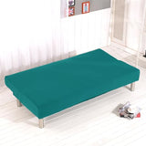 Stretch Futon Cover Armless Sofa Slipcover Foldable Sofa Bed Covers with Elastic Band, Machine Washable (Peacock Blue)