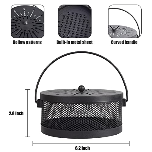 A&M Tech Black Mosquito Coil Holder Incense Coil Burner Indoor Outdoor Camping Use Portable Mosquito Repellent Coil Holder Incense Burner Holder 6.2 Inches Diameter