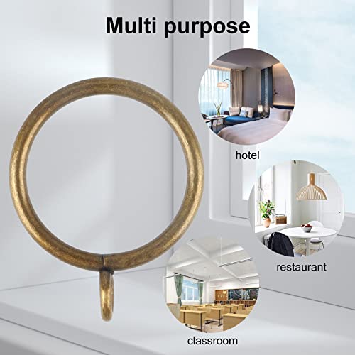 Antique Brass Curtain Rings with Eyelets for Up to 1.2-inch Curtain Rods (Set of 30 PCS Curtain Rings)