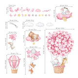 wondever Animals Hot Air Balloon Wall Stickers Flowers Elephant Giraffe Bear Airplane Wall Art Decals for Girls Room Baby Nursery Kids Bedroom