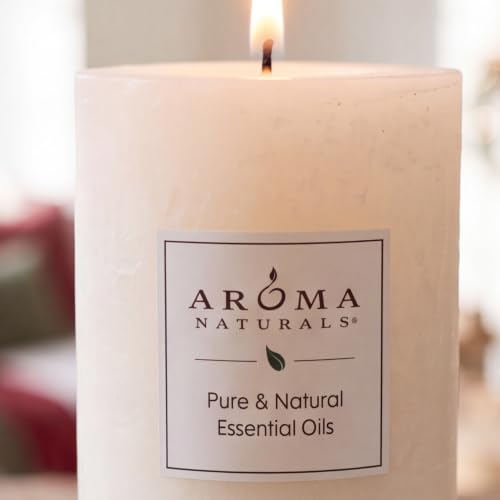 Aroma Naturals Holiday Essential Oil Vanilla & Peppermint Scented Pillar Candle, Cool Wish, 2.75 inch x 5 inch