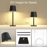 2 Pack Rechargeable Table Lamps,Cordless Lamp with 6000mAh Battery Operated, Portable Indoor/Outdoor Table Lamp for Patio Restaurant Home Dinner Dining Kitchen,Waterproof & Wireless