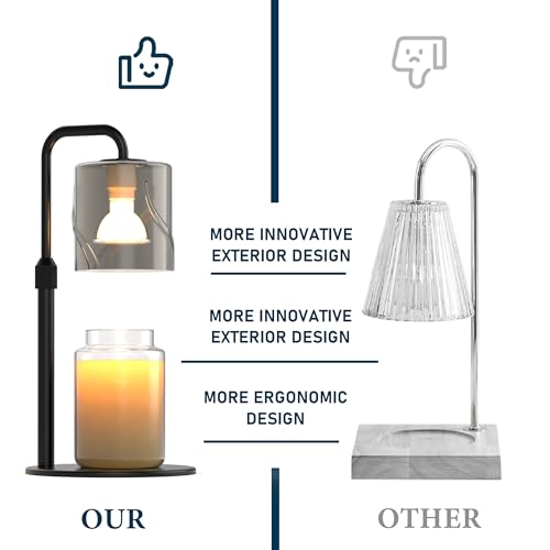 Candle Warmer Lamp with Timer Dimmer, with 2 Bulbs,Adjustable Height,Mothers Day Gifts for Mom,Birthday Gifts for Women,for Yankee Jars,for Room Home Decor (Black)