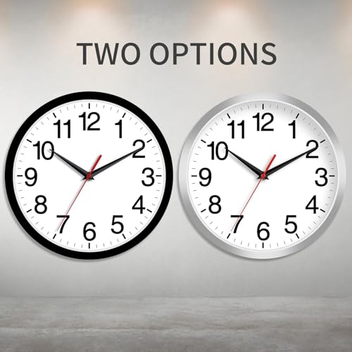 Rohioue Wall Clock Modern 8 Inch Battery Operated Silent Non Ticking Small Analog Clock for Living Room Office Home Bedroom Kitchen Bathroom(Black)