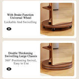 Floor-Standing Solid Wood Rotating Coat Rack，360° Rotating Wood Coat Rack with Full Length Mirror 2 in 1 Floor Mirrors and Coat Rack for Living Room Bedroom and Cloakroom