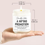 Younift Funny Scented Candles - Congratulations on Your Promotion, New Job Gifts for Women, Men - Job Decorations - 9 oz