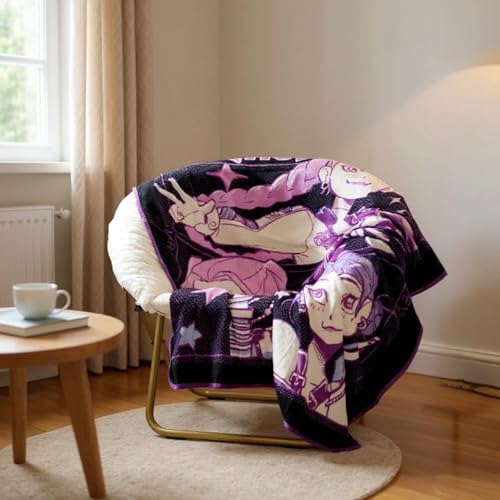 HUNTRX Kpop Demon Hunters Super Soft Fleece Throw Blanket, Purple and Black, 46x60 Inch