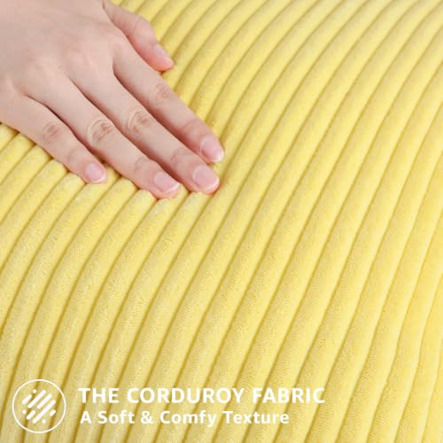 Mecatny Corduroy Throw Pillow Covers 24x24 Set of 2 Sundress Yellow