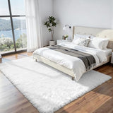 6x9 Fluffy Shag Area Rugs for Living Room Bedroom: Soft Plush Carpet White