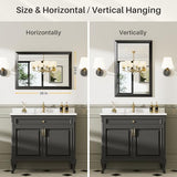 Briivue 24x36 Inch Black Bathroom Mirror for Wall, Thick Metal Framed Rectangle Mirrors for Over Sink, Bedroom, Living Room, Entryway, Anti-Rust, HD Tempered Glass