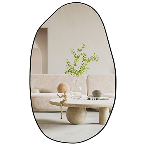 Irregular Asymmetrical Mirror Wall Mounted, Unique Vanity Mirror,Shaped Dressing Mirror Decorative for Living Room, Bathroom, Bedroom, Entryway Wall Decor, 33.5"×20.5"