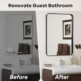 Bathroom Mirror Over Sink - 24x36 Inch Black Rectangle Framed Matte Mirror for Bathroom, Rectangular Alumium Frame Mirrors Wall Mounted for Restroom, Farmhouse, Entryway, Hallway