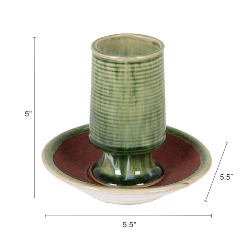 Creative Co-Op Stoneware Match Holder with Striker Plate, Reactive Glaze, Green (Each One Will Vary)