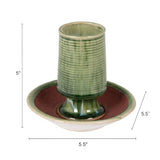 Creative Co-Op Stoneware Match Holder with Striker Plate, Reactive Glaze, Green (Each One Will Vary)