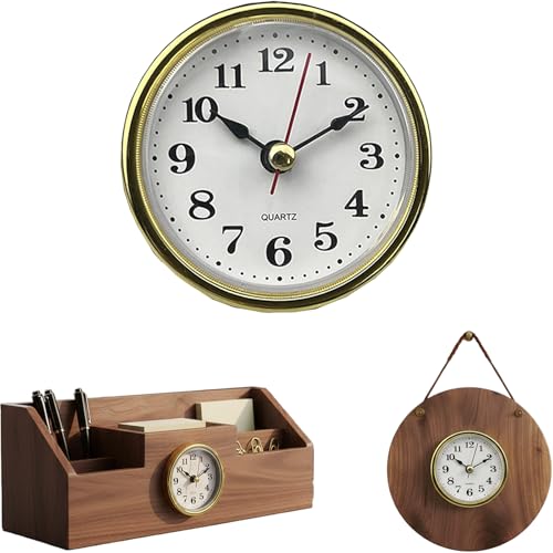 1 Pc Gold Mini 2-1/2 Insert Clock 65mm Round Movement Clock White Face Tone Arabic Numerals Head Mini Home Décor Product