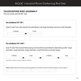 MODE Industrial Room Darkening Collection 1 1/8" Diameter Industrial Curtain Rod Set with Steel Wall Mounted Adjustable Curtain Rod, Blocks Light, Fits 72” to 144” Windows, Warm Gold