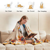 LUTBM Boho Throw Blanket for Couch 100% Cotton Soft Breathable Butterfly and Floral Embroidery Summer Throw Blanket,50"x60" All Season Reversible Throws for Sofa Chair Bohemian Decor for Livingroom