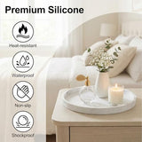 Round Tray Silicone, 10.6 Inch Bathroom Tray Countertop Decor, Vanity Trays for Bathroom Organizers, Waterproof Bathroom Tray for Counter, Decorative Coffee Table Tray-Marble White