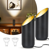 2 Pack Up Lights Indoor Floor Can Light, 6W 3000K GU10 LED Spotlights, Indoor Uplights for Home Accent, Plant, Artwork, 5.9FT Plug Cord & Foot Switch, Black