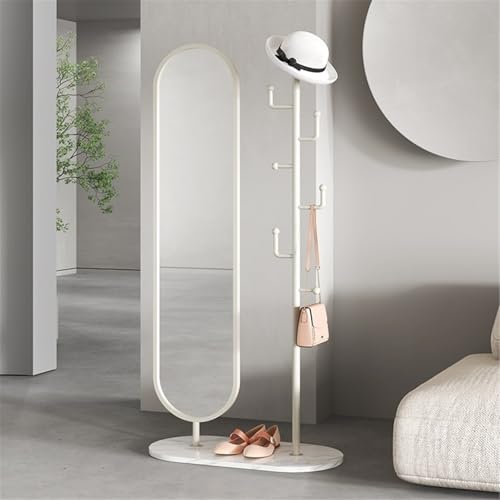 Decorative Luxury Full-Length Floor Mirror with Rotating Coat Rack Integrated for Bedroom and Home Use for Living Room