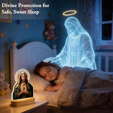 Anywin Virgin Mary 2 Acrylic Sheets Night Light, Catholic Religious Decor with Glowing Halo, Warm Light for Home Altar Prayer Bedroom, Christian Inspirational Gifts for Mother Grandma Priest
