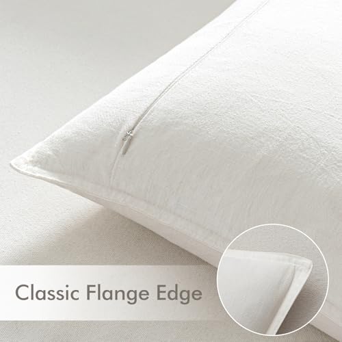 EMEMA Decorative Linen Throw Pillow Covers 20x20 Inch Cream