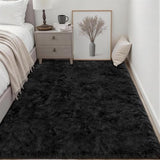 Area Rug Living Room Bedroom: 4x6 Fluffy Plush Shag Carpet Black