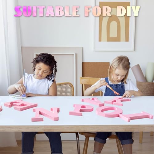 AOCEAN 8 Inch Pink Wood Letters Unfinished Wood Letters for Wall Decor Decorative Standing Letters Slices Sign Board Decoration for Craft Home Party Projects (A)