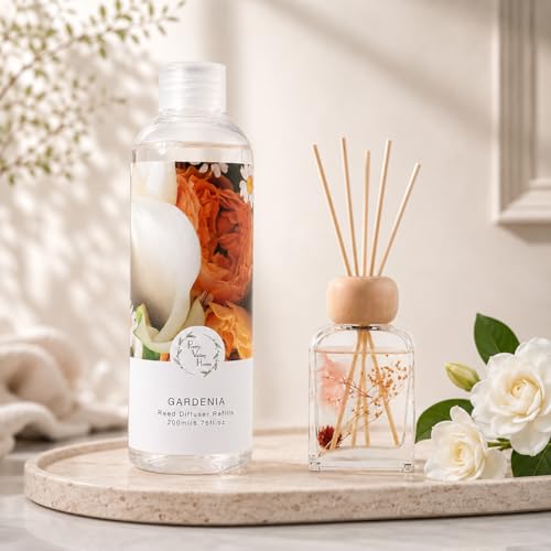 Reed Diffuser Essential Oil Refill Gardenia Floral - 200ml Scented Oil for Home Aromatherapy Bedroom Decor
