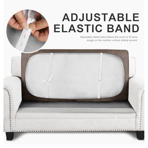 Leather Like Couch Cushion Covers Sofa Slipcovers Sets Couches Furniture Protector Covers for Sectional Armchair Loveseat Stretch Spandex Fabric, Machine Washable (1 Cushion Loveseat, Light Brown)