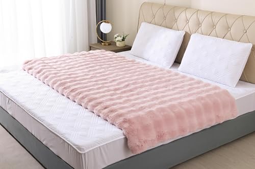 Cozy Fluffy Plush Faux Fur Blanket Pink 50x60 Inch Super Soft Fuzzy Thick Throw Blanket for Sofa Couch Bed