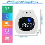 Sleep Trainer Clock for Kids, Bedside Cute Alarm Clock with Night Light Rechargeable Digital Clocks for Girls & Boys, Bear