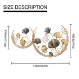CDDUOLA 3D Room Wall Decor, Handmade Art Metal Round Golden Ginkgo Leaf Decorative Wall Sculpture for Home Living Room And Bedroom, 2 Pack
