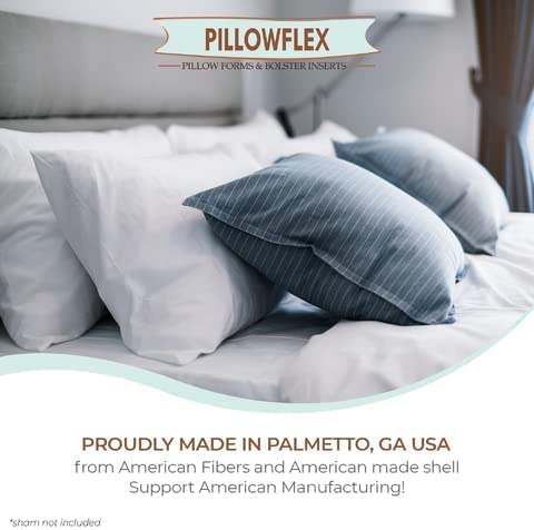 Pillowflex Synthetic Down Pillow Insert, Standard Size - 12x20 inches, Hypoallergenic, Anti Allergic, Plush - Made in USA